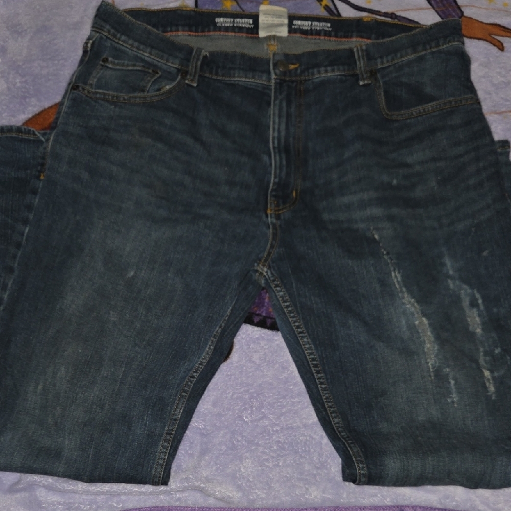 St. John's Bay Comfort Stretch Relaxed Straight Fit Dark Blue Jeans 40x32